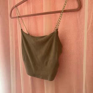 Garage Chain Strap Light Brown Crop Top